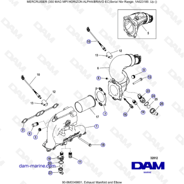MERCRUISER 350 MAG MPI HORIZON - Exhaust manifold & Elbow