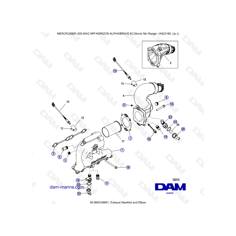 MERCRUISER 350 MAG MPI HORIZON - Colector de escape y codo