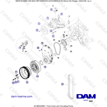 MERCRUISER 350 MAG MPI HORIZON - Front cover & Circulating Pump