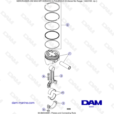 MERCRUISER 350 MAG MPI HORIZON - Pistons & connecting rods