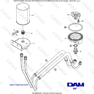 MERCRUISER 350 MAG MPI HORIZON - Remote oil filter assembly
