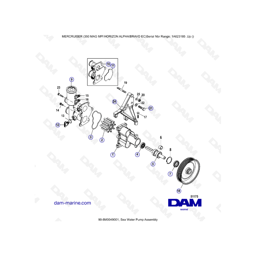 MERCRUISER 350 MAG MPI HORIZON - Conjunto de bomba de agua de mar