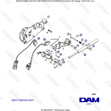 MERCRUISER 350 MAG MPI HORIZON - Shift bracket, Alpha