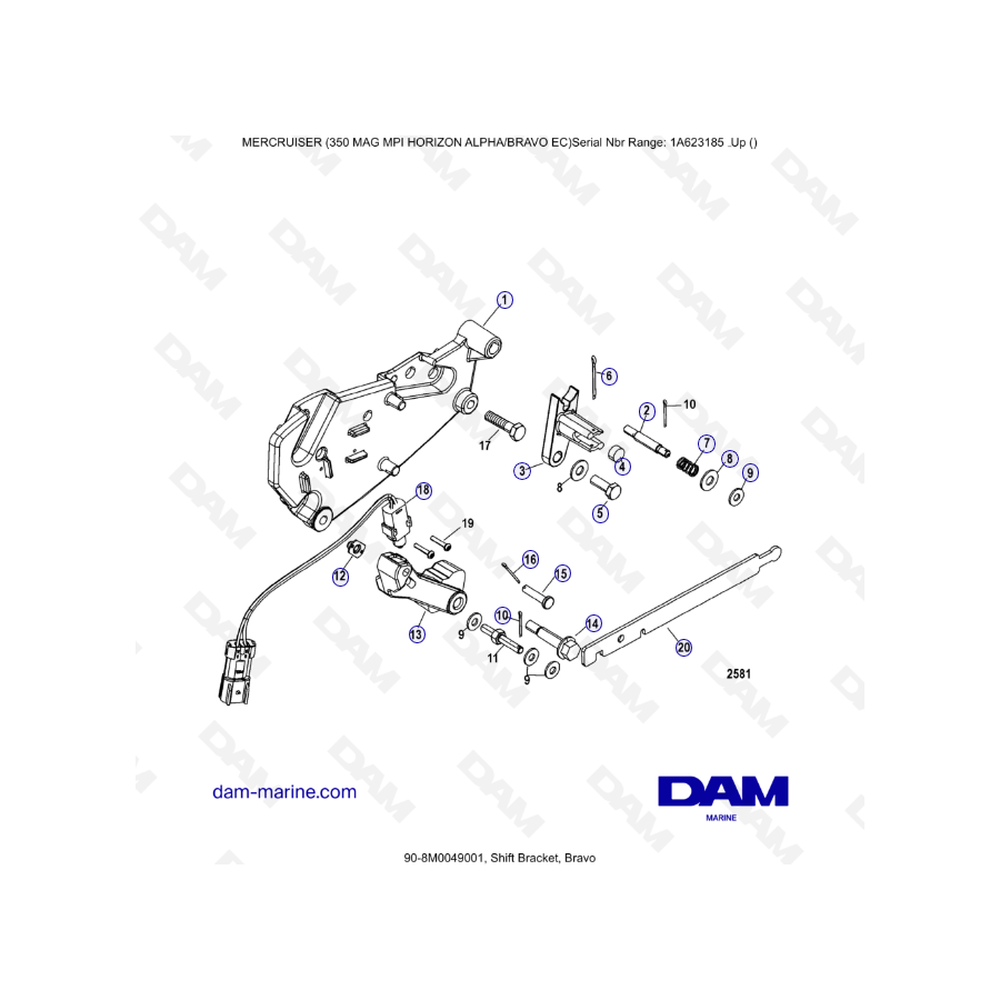 MERCRUISER 350 MAG MPI HORIZON - Shift bracket (well done) 