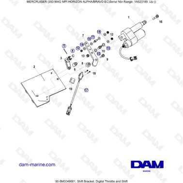 MERCRUISER 350 MAG MPI HORIZON - Shift bracket, digital Throttle & shift