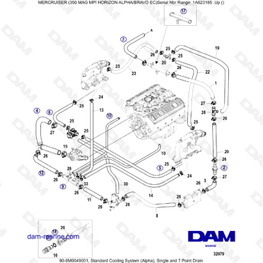 MERCRUISER 350 MAG MPI HORIZON - Standard cooling system
