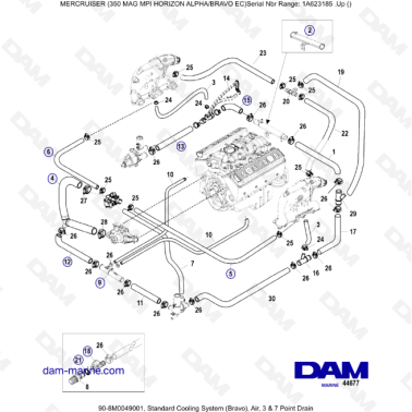 MERCRUISER 350 MAG MPI HORIZON - Standard cooling system (bravo)