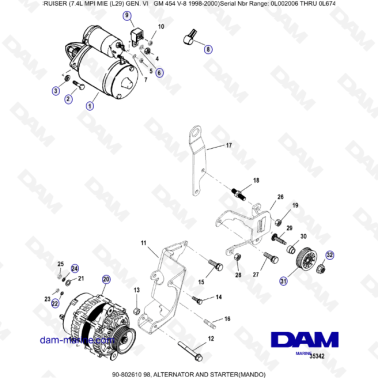 MERCRUISER 7.4L MPI MIE - Alternator & Starter