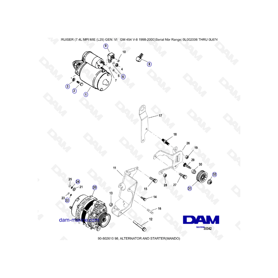 MERCRUISER 7.4L MPI MIE - Alternator & Starter