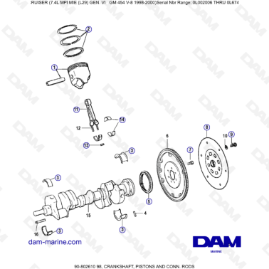 MERCRUISER 7.4L MPI MIE - Crankshaft & Pistons