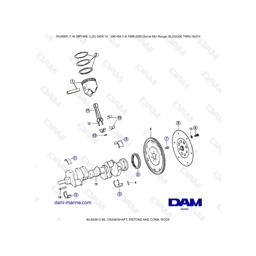 MERCRUISER 7.4L MPI MIE - Crankshaft & Pistons 