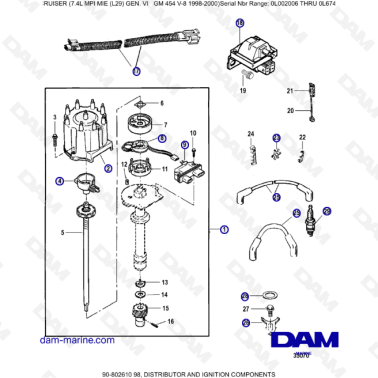 MERCRUISER 7.4L MPI MIE - Distributor and ignition components