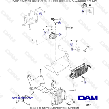 MERCRUISER 7.4L MPI MIE - Electrical bracket & components