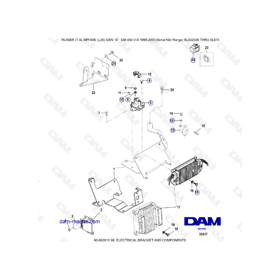 MERCRUISER 7.4L MPI MIE - Electrical bracket & components