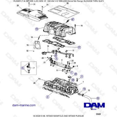 MERCRUISER 7.4L MPI MIE - Intake manifold & intake plenum