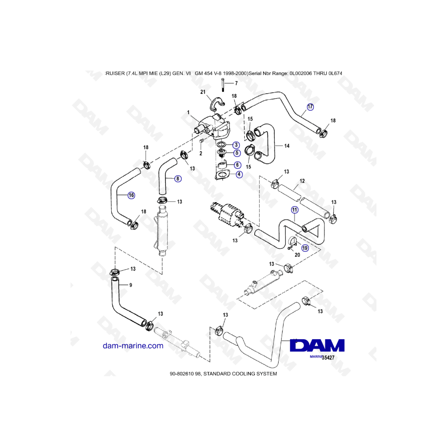 MERCRUISER 7.4L MPI MIE - Standard cooling system