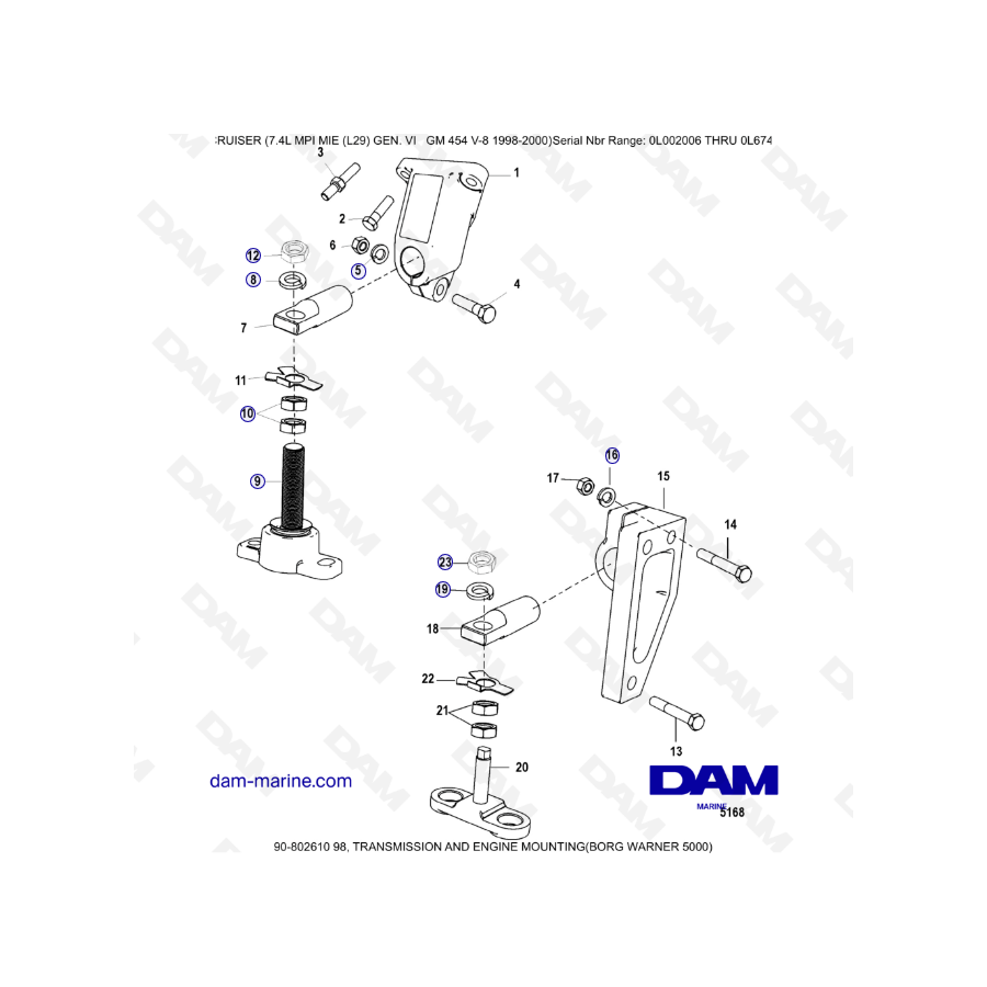 MERCRUISER 7.4L MPI MIE - Transmission & engine mounting