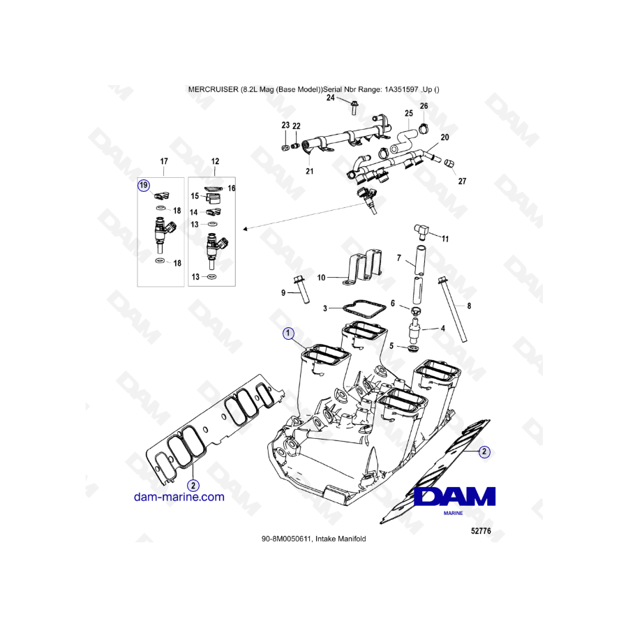 MERCRUISER 8.1L 496 MAG - Intake manifold