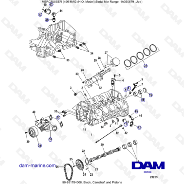 MERCRUISER 8.1L 496 MAG HO - Block, camshaft & pistons