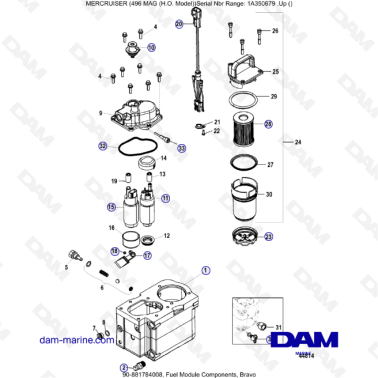MERCRUISER 8.1L 496 MAG HO - Fuel module components