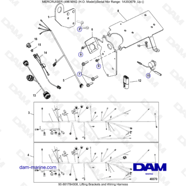MERCRUISER 8.1L 496 MAG HO - Lifting brackets & wiring harness