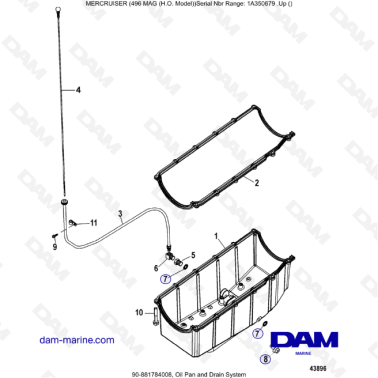 MERCRUISER 8.1L 496 MAG HO - Oil pan & Drain system