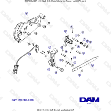 MERCRUISER 8.1L 496 MAG HO - Shift bracket, mechanical shift
