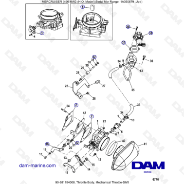MERCRUISER 8.1L 496 MAG HO - Throttle body, mechanical throttle shift