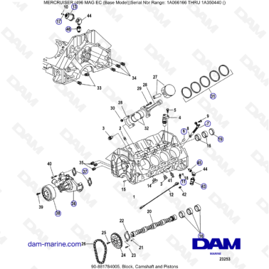 MERCRUISER 8.1L 496 MAG EC - Block, crankshaft, oil pump & front cover