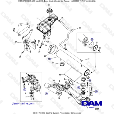 MERCRUISER 8.1L 496 MAG EC - Cooling system, fresh water components