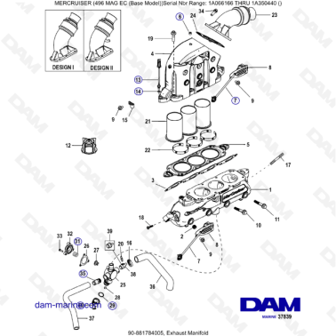 MERCRUISER 8.1L 496 MAG EC - Exhaust manifold