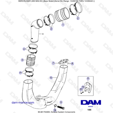 MERCRUISER 8.1L 496 MAG EC - Exhaust system components