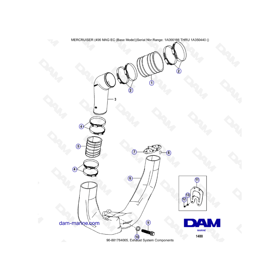 MERCRUISER 8.1L 496 MAG EC - Exhaust system components