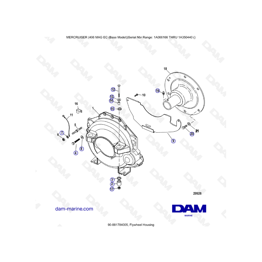 MERCRUISER 8.1L 496 MAG EC - Flywheel housing