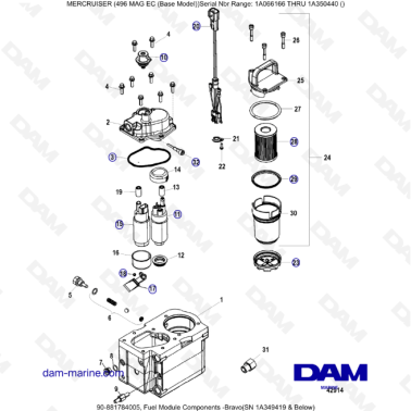 MERCRUISER 8.1L 496 MAG EC - Fuel module components - Bravo