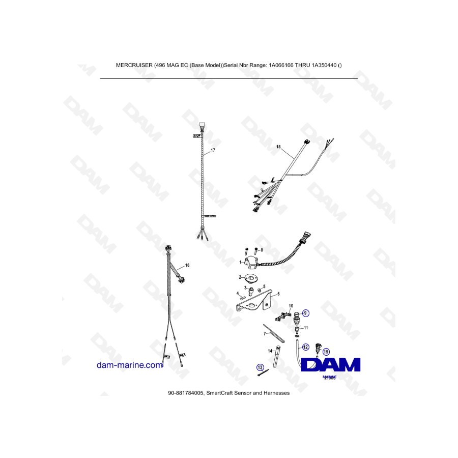 MERCRUISER 8.1L 496 MAG EC - Smartcraft sensor & harnesses