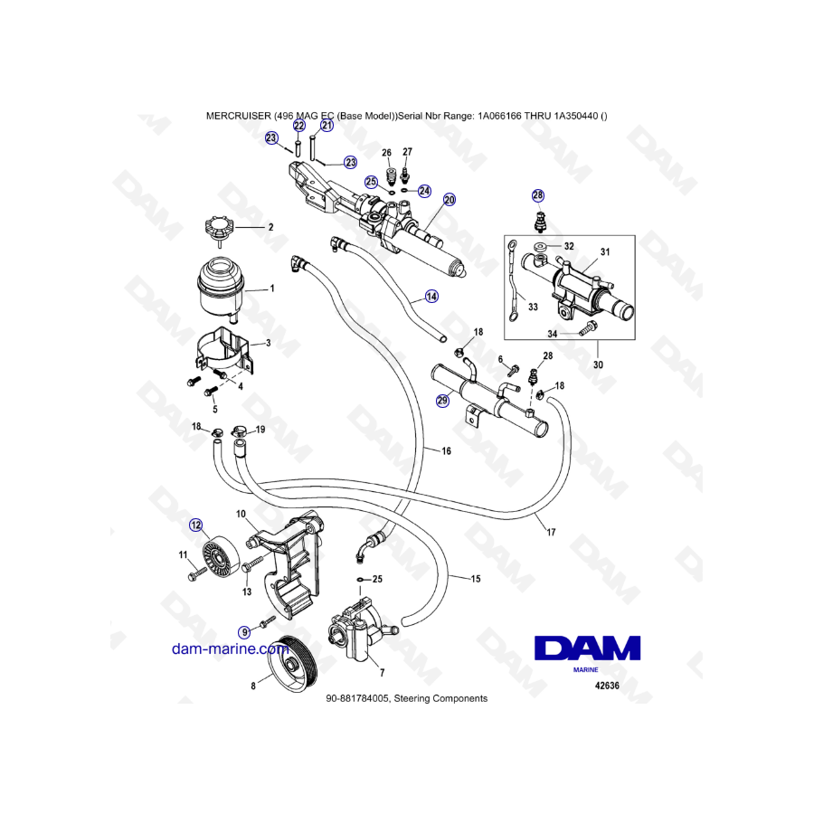 MERCRUISER 8.1L 496 MAG EC - Steering components