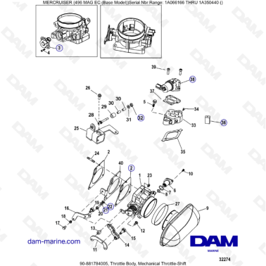 MERCRUISER 8.1L 496 MAG EC - Throttle body, mechanical throttle shift