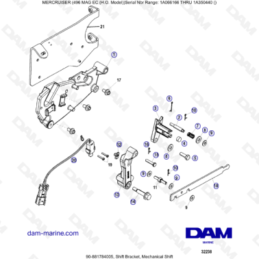 MERCRUISER 8.1L 496 MAG EC HO - Shift bracket, mechanical shift