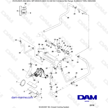 MERCRUISER 502 MAG MPI - closed cooling system