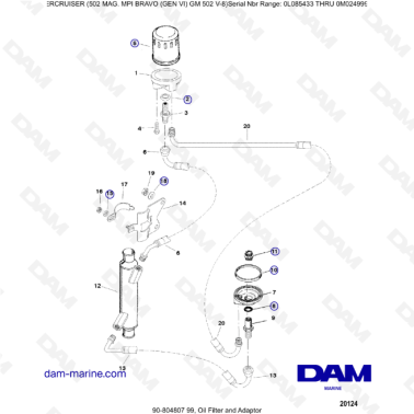 MERCRUISER 502 MAG MPI - Oil filter & Adaptor