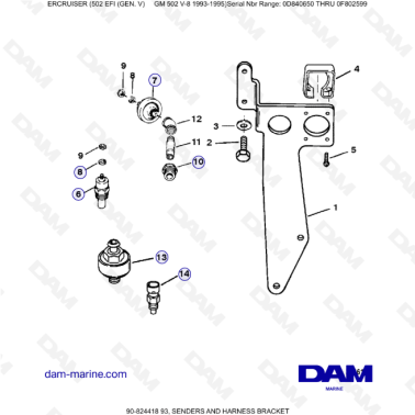 MERCRUISER 502 EFI - Senders & Harness bracket