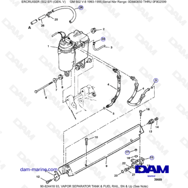 MERCRUISER 502 EFI - Vapor separator tank & fuel rail