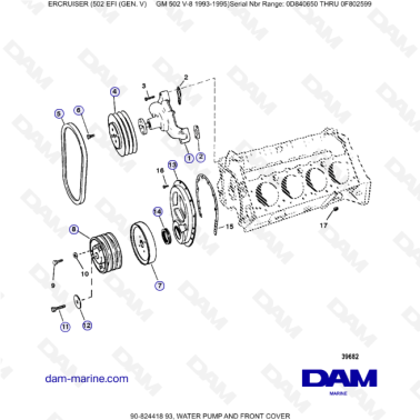 MERCRUISER 502 EFI - Water pump & front cover
