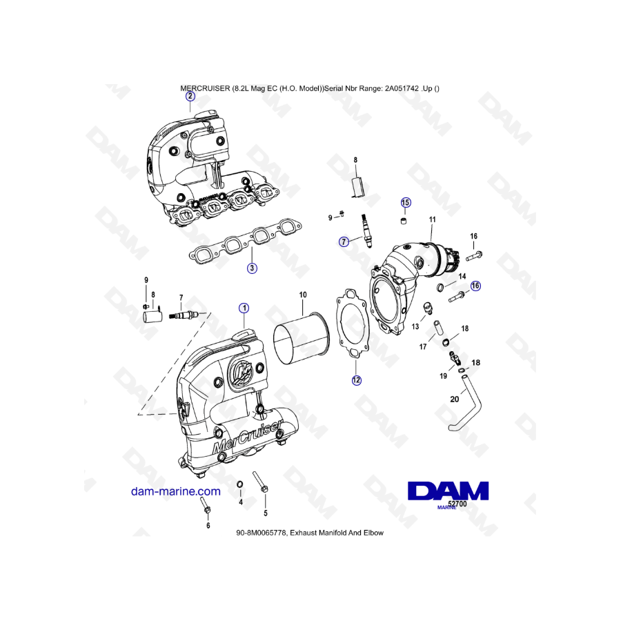 MERCRUISER 8.2L MAG HO EC - Exhaust manifold & elbow