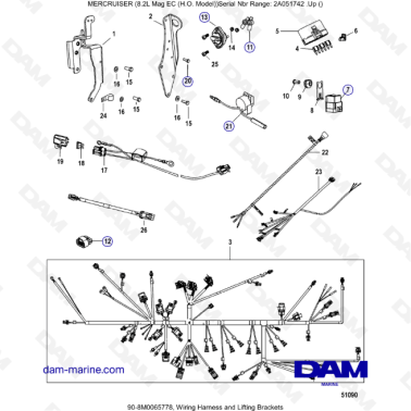 MERCRUISER 8.2L MAG HO EC - Wiring harness & lifting brackets