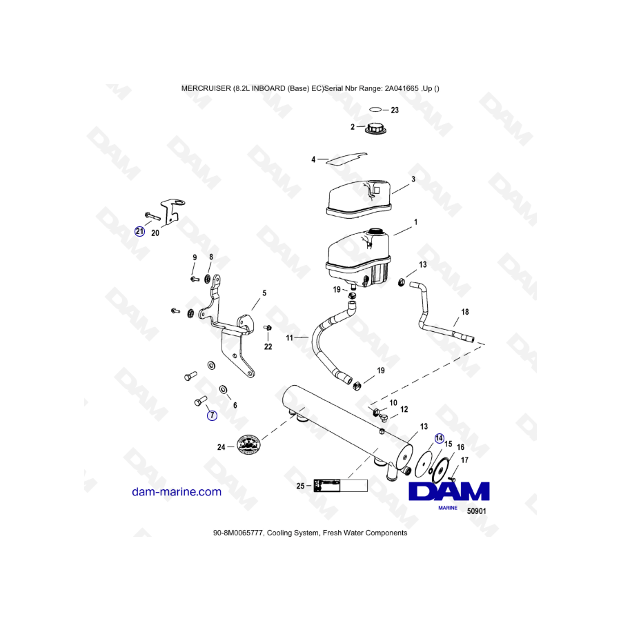 MERCRUISER 8.2L INBOARD EC - Cooling system, fresh water components