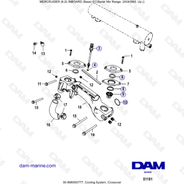 MERCRUISER 8.2L INBOARD EC - Cooling system, crossover