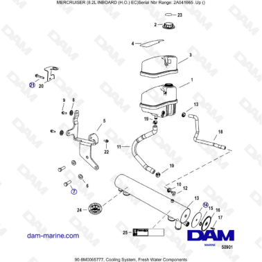 MERCURISER 8.2L INBOARD EC HO - Cooling system, fresh water components