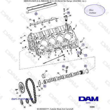 MERCURISER 8.2L INBOARD EC HO - Cylinder block & camshaft